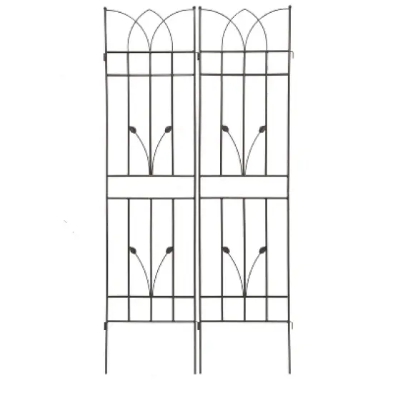 Lirago 2 Pack Metal Garden Trellis Rustproof Climbing Plant Support for Outdoor Flowers Vines Vegetables Brown Powder Coated 71"H x 17.7"W x 1"D image {6}