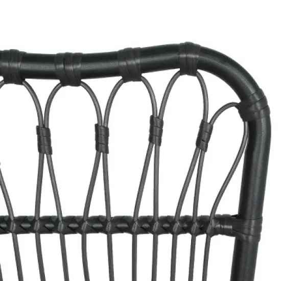 PE Wicker Patio Accent Chair Set Of 2,Modern Armless Chair With Petal-shaped Back,Patio Chairs Wicker,Outdoor Furniture -Maison Boucle image {6}