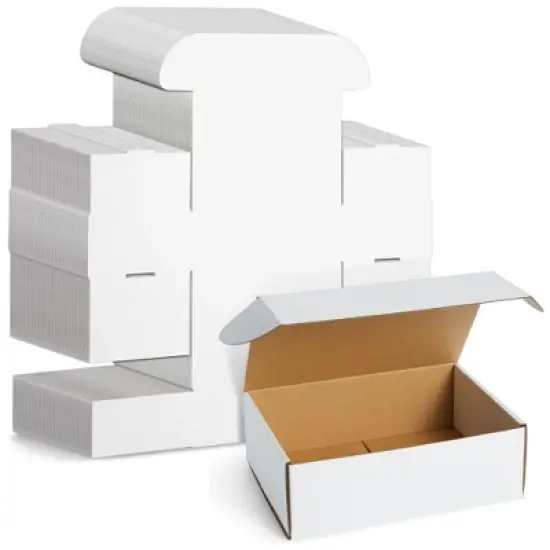Stockroom Plus 50-Pack White Corrugated Boxes 9x6x3 - Small Cardboard Foldable Mailers for Packaging, Packing, Mailing, Gift Wrapping image {8}