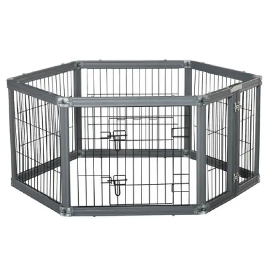 PawHut 24.5" Heavy Duty Pet Playpen, 6 Panels Dog Exercise Pen, Foldable Puppy Play Whelping Fence, with Door, Double Latches, Indoor & Outdoor image {6}