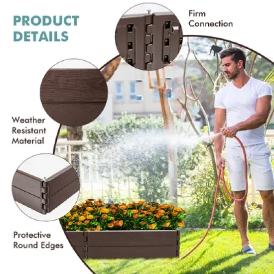 Costway Raised Garden Bed Set for Vegetable Flower Gardening Planter Brown image {5}