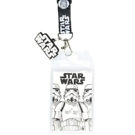 Star Wars Stormtrooper Inspired Reversible Lanyard ID Badge Holder With 2" Charm image {1}
