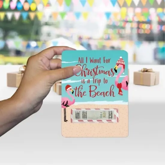 Big Dot of Happiness Flamingle Bells DIY Assorted Tropical Christmas Party Cash Holder Gift Funny Money Cards Set of 6 image {6}