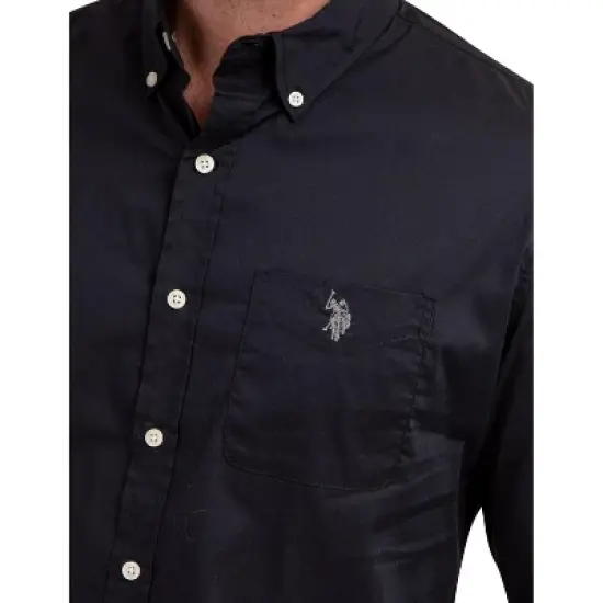 U.S. Polo Assn. Men's Solid Stretch Poplin Long Sleeve Button Down Shirt image {2}