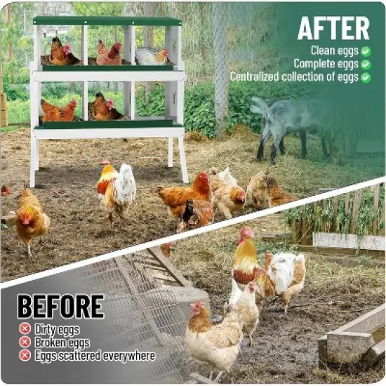 Chicken Nesting Box with Roll Out Egg Tray, Heavy Duty Galvanized Steel, Rustproof & Ventilated Laying Box for Chickens/Ducks, Wall Mount image {4}