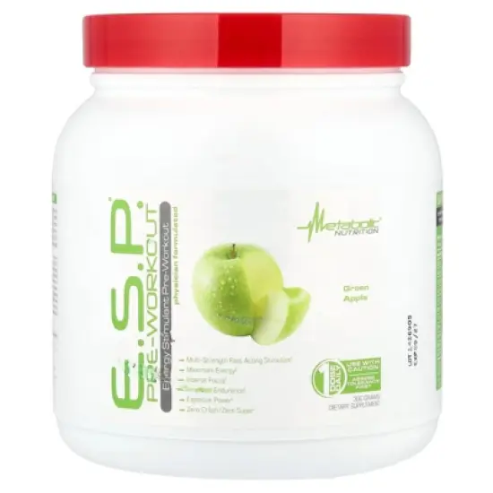 Metabolic Nutrition E.S.P.&reg; Pre-Workout, Green Apple, 300 g image {4}