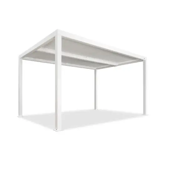 PURPLE LEAF Outdoor Louvered Pergola Aluminum Gazebo Modern White Patio Metal Pergola with Adjustable Rainproof Hardtop for Garden Lawns Yard image {8}