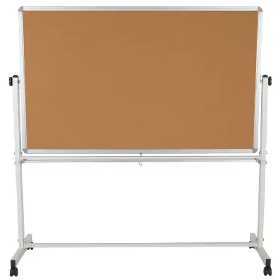 Flash Furniture HERCULES Series Reversible Mobile Cork Bulletin Board and White Board Stand with Pen Tray image {4}