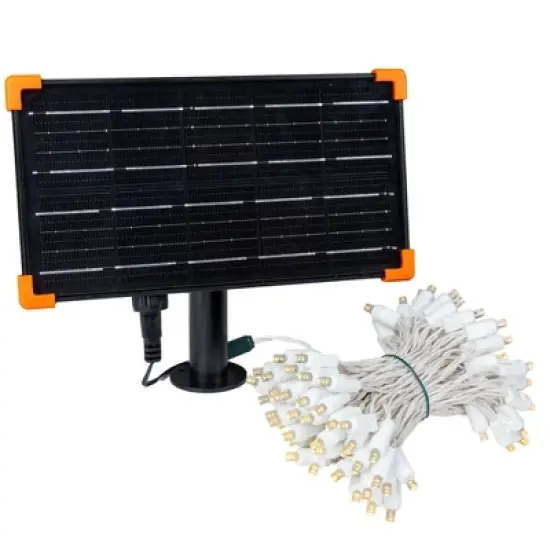 Novelty Lights 100 True Twinkle (100%) LED Solar Powered String Lights 4" Spacing White Wire 44 Feet image {9}