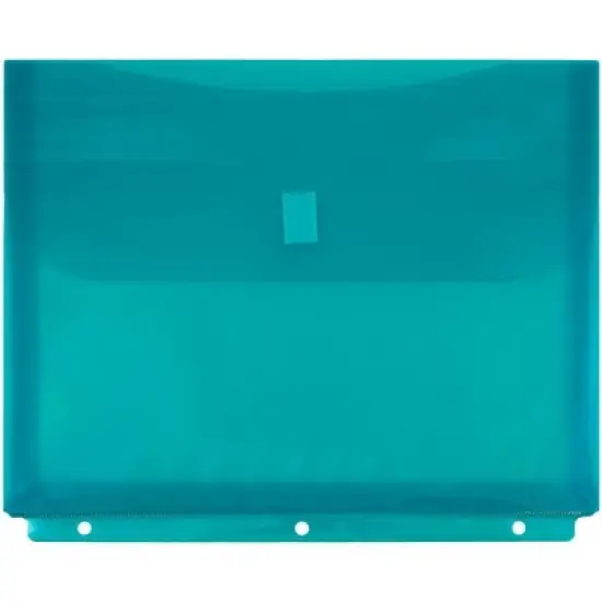 JAM Paper 8 5/8'' x 11 1/2'' 12pk Plastic 3 Hole Punch Binder Envelopes, Hook & Loop Closure, 1" Expansion - Teal Blue image {4}