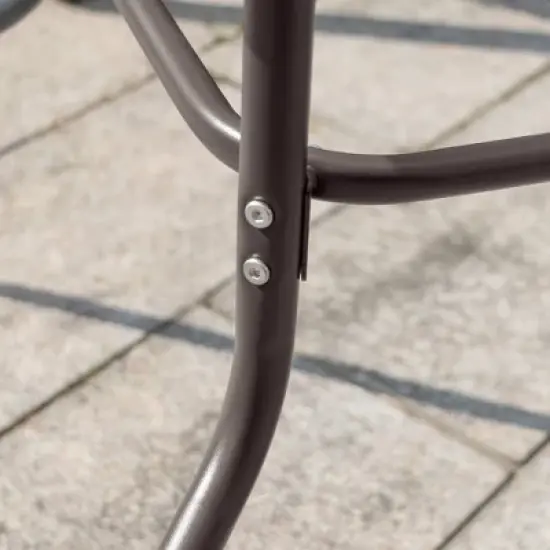 5pc Outdoor Steel Dining Set with Folding Chairs & Square Glass Table Top Beige - Crestlive Products image {9}