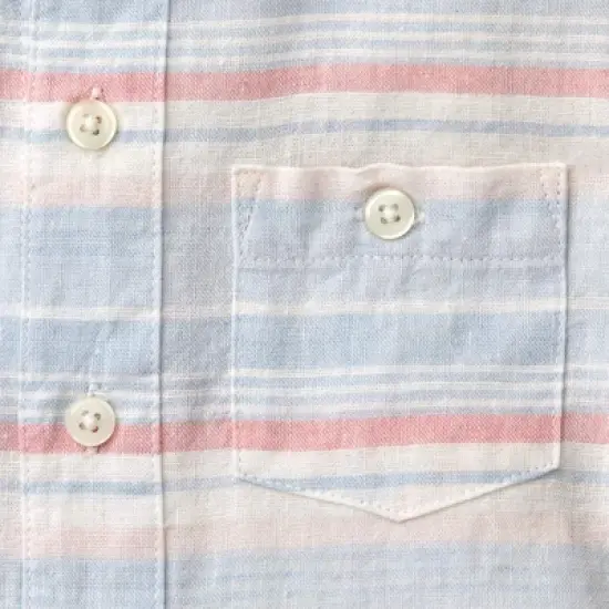 Hope & Henry Boys' Linen Short Sleeve Button Down Shirt, Infant image {2}