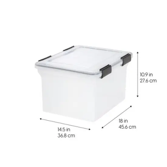 IRIS USA Letter Legal Size File Box 32qt WEATHERPRO Airtight Plastic Storage Bin with Lid and Seal and Secure Latching Buckles image {7}