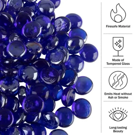 Home-Complete 10.47 lbs .75" Marbles Fire Glass Blue image {3}