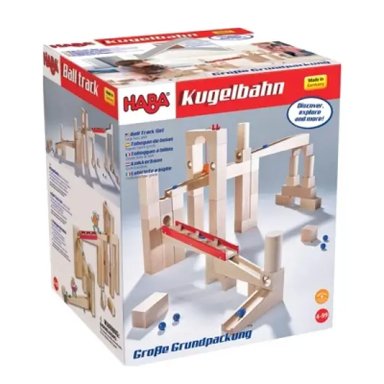 HABA Ball Track Large Basic Set - 42 Piece Wooden Marble Run for Beginner to Expert Architects(Made in Germany) image {12}