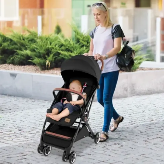 Infans Lightweight Baby Stroller Aluminium Frame w/ Net for Travel Black image {2}