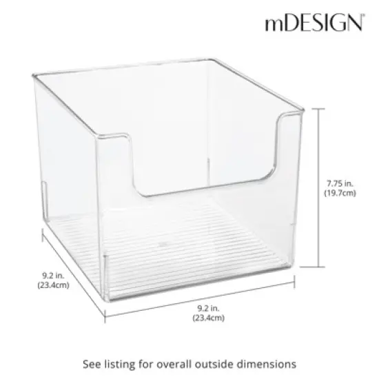 mDesign Kitchen Plastic Storage Organizer Bin with Open Front - 6 Pack - Clear image {3}