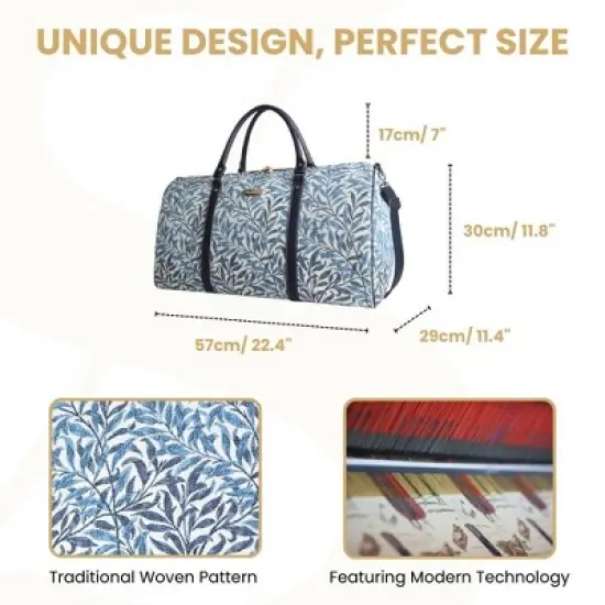 Signare USA William Morris Willow Bough Blue Floral Big Holdall/Duffel Bag image {6}