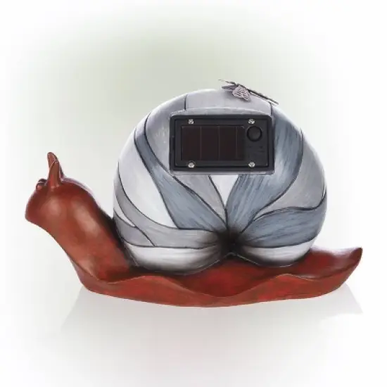 7" "Create" Snail Statue with Solar-Powered LED Light Heathered Gray/White/Copper - Alpine Corporation image {2}