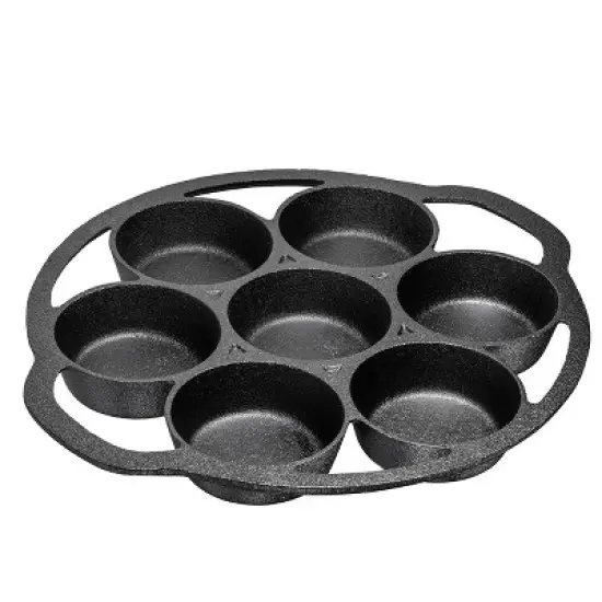Bruntmor Cast Iron 7-Cup Biscuit Pan Non Stick - Black image {1}