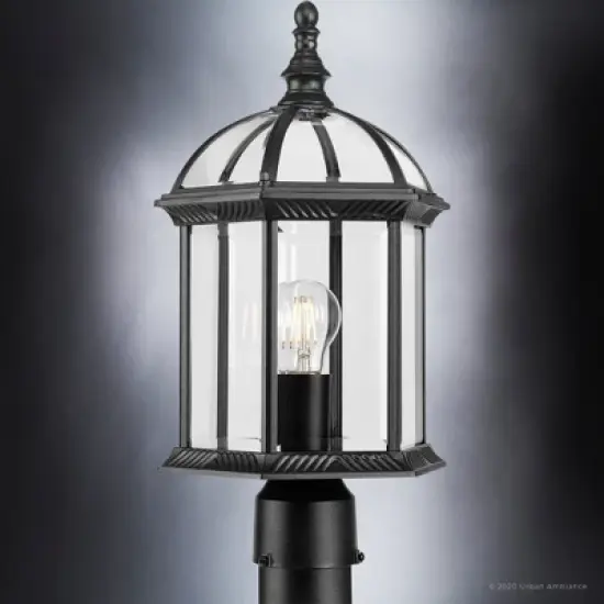 Urban Ambiance Luxury Transitional Outdoor Post Light 18.125''H x 9.75''W,  Midnight Black Finish,  Greensboro Collection, UHP1379 image {3}