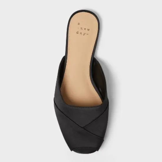Women's Trina Satin Peep Toe Mule Flats - A New Day&trade; Black image {2}