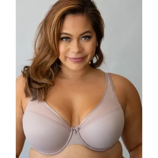 Curvy Couture Women's Sheer Mesh Plunge T-shirt Bra image {21}