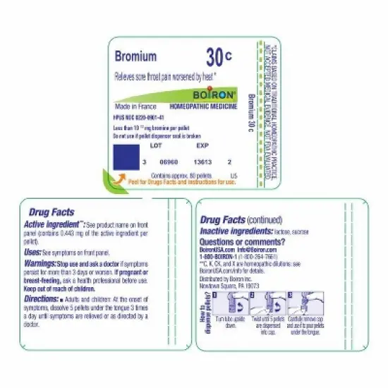 Bromium 30C by Boiron Homeopathic Single Medicine For Cough, Cold & Flu  -  80 Pellet image {1}