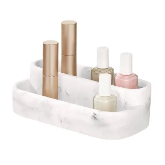 iDESIGN Dakota Two-Tier Organizer White: Resin Vanity Storage for Perfume & Skincare image {6}