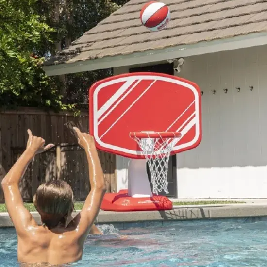 GoSports Splash Hoop PRO Swimming Pool Basketball Game with Poolside Water Basketball Hoop 2 Balls and Pump image {4}
