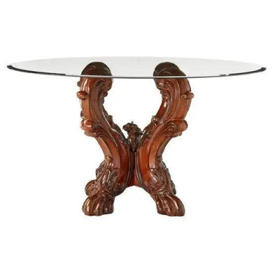 54" Dresden Dining Table Cherry Oak/Clear Glass - Acme Furniture image {1}