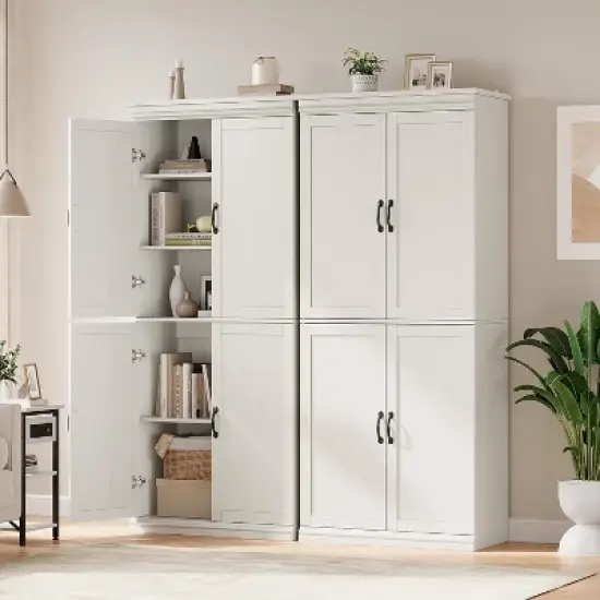 70" Pantry Cabinet - 2 Doors & 3 Adjustable Shelves, Freestanding Storage for Kitchen & Dining Room image {4}