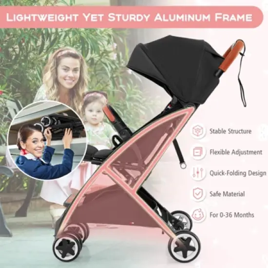 Infans Lightweight Baby Stroller Aluminium Frame w/ Net for Travel Black image {6}