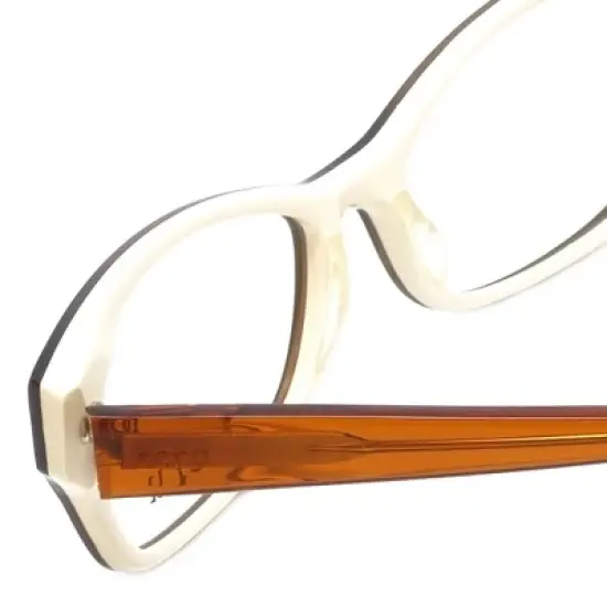 Ecru Designer Reading Glasses Ferry-035 Au Lait 53mm Brown Ivory White Crystal image {3}