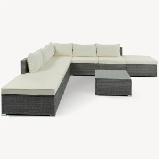 8-Pieces Outdoor Wicker Modular Sectional Sofa Set with Coffee Table, Free Combination image {2}