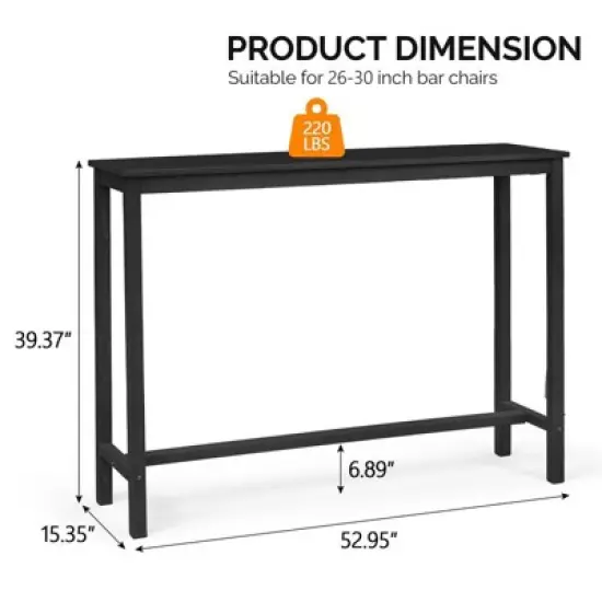 Karl Home Patio Fir Wood Black Bar Table image {4}