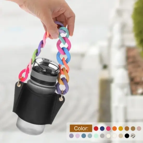 Unique Bargains PU Leather Portable Multicolored Strap Sports Water Bottle Carrier Holder 6.3" x 3" image {3}