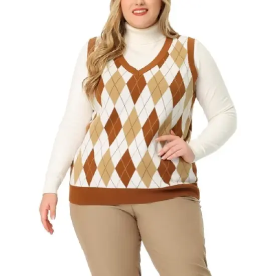 Agnes Orinda Women's Plus Size Cable Knit Sleeveless Pullover Sweater Vest image {6}