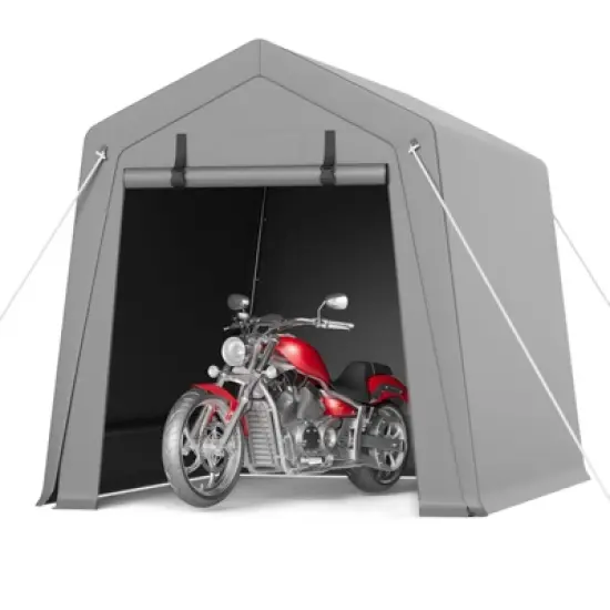 Outdoor Storage Shed, Heavy-Duty Motorcycle Tent with Roll-Up Door, Waterproof & UV-Resistant Carport for Bike & Tools image {10}