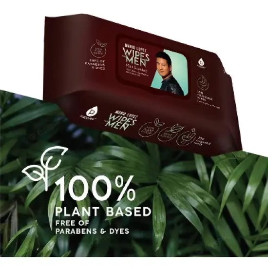 Pursonic Mario Lopez 100% Plant Based Man Wipes, Mint Scented, Flushable wipes, 100 Count image {3}