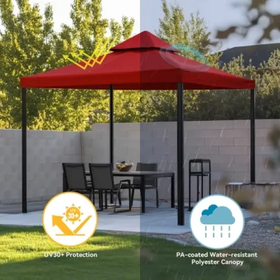Yescom 10x10Ft UV30+ Gazebo Replacement Top for 2 Tier Outdoor Canopy Cover Patio Backyard Party Deck Red image {5}