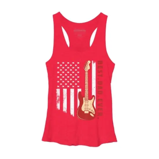 Women's Design By Humans Best Dad Ever Guitar and Flag By MINHMINH Racerback Tank Top image {6}