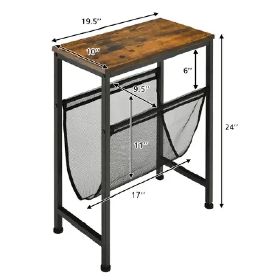 Costway Narrow End Table Magazine Holder Sling Industrial Accent Console Table image {1}