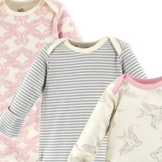 Touched by Nature Baby Girl Organic Cotton Long-Sleeve Gowns 3pk, Bird, 0-6 Months image {2}