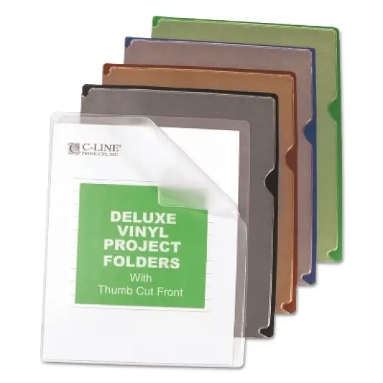 C-Line Deluxe Vinyl Project Folders Assorted Colors - Letter Size - Case of 35 image {4}