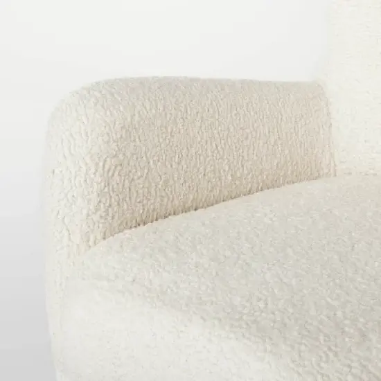Kessler Swivel Accent Chair Cream Faux Shearling - Threshold&trade; designed with Studio McGee: Luxury Glam Furniture, No Assembly Required image {4}