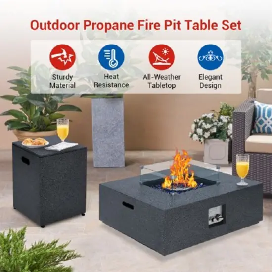 COZONY 36/48/56" Propane Fire Pit Table, 50,000 BTU Dual-Use Outdoor Heater with Wind Guard & Cover image {3}