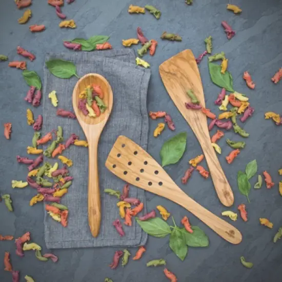 Berard Handcrafted Olive Wood 12 Inch Curved Slotted Spatula image {4}