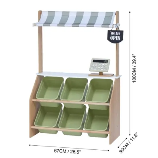 Teamson Kids - Little Helper Market Play Stand Play Kitchen - Olive Green image {3}