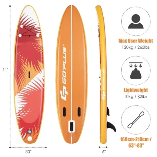 Costway 10.5' Inflatable Stand Up Paddle Board Surfboard W/ Aluminum Paddle Pump image {1}